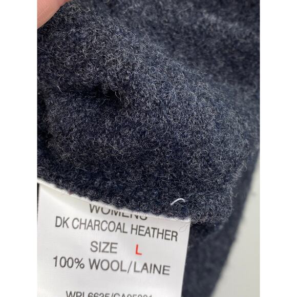 Woolrich Womens Wool Vest Size L Dark Charcoal Heather Grey Full Zip Snowflake - Picture 6 of 8